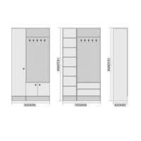 Meuble d'entrée d'hôtel moderne avec patère, banc à chaussures et organisateur de placard, pour entrée, chambre et salon, gain de place