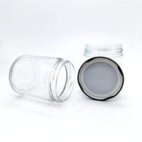 Stoples Kaca Bening 6 Ons, Stoples Kaca Lurus Bening 9 Ons Dengan Tutup Putar Logam Emas 70 mm Dengan Lapisan Plastisol