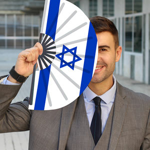 Éventails pliants en bambou avec drapeau d'Israël en gros, éventail à main pour carnaval, mariage, festival, fête, <span class=keywords><strong>agence</strong></span> de voyage - Product Image 3