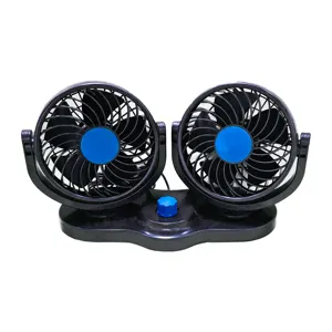 Été nouvelle voiture ventilateur à deux têtes 3 feuilles 4 pouces allume-cigare ventilateur de voiture peut tourner ventilateur de voiture de contrôle de vitesse