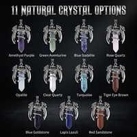Pendentif Aile de Dragon en Cristal Naturel, Cadre Dragon en Argent Vieilli, Améthyste, Œil de Tigre, 11 Options de Pierres, Mystique, Hommes, Vente en Gros, OEM