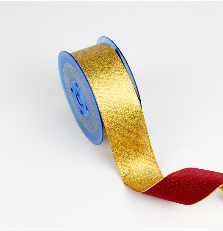 Блестящие и проводные декоративные атласные рождественские ленты с золотой пылью