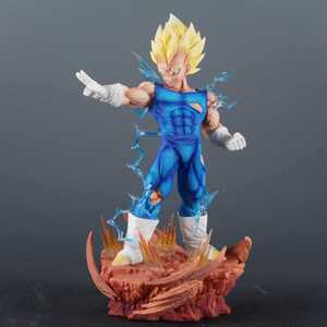 รูปปั้น DBZ เวเจต้า ซูเปอร์ไซย่าบลู GK พร้อมเอฟเฟกต์แสงสีฟ้าและฐานพื้นแตกในชุดต่อสู้แบบคลาสสิกสำหรับอนิเมะ - Product Image 5