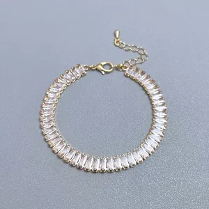 Bracelet en zircon coloré bijoux pour femmes bracelets de tennis en chaîne plaquée or 18 carats sans nickel