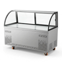 Réfrigérateur professionnel en acier inoxydable 201 avec dessus en verre, vitrine réfrigérée pour buffet