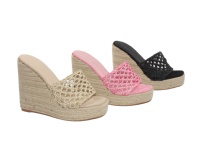 Sandales compensées en corde de raphia pour filles chaussures de marque les plus vendues