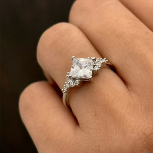 Anillo de compromiso de Aguamarina, joya llamativa de plata - Product Image 6