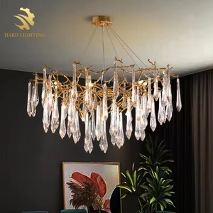 Lampadario a Sospensione di Lusso Italiano con Rami Dorati per Soggiorno, Stile Artistico Decorativo Romantico Francese, Lampadario LED - Product Image 4