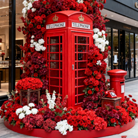Cabine téléphonique londonienne personnalisée avec couleurs au choix, pour livre d'or audio et chemin de table fleuri, pour décoration de mariage