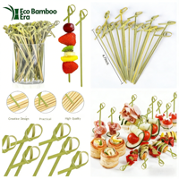 Brochettes en bambou nouées jetables certifiées FSC pour barbecue, bâtonnets à fruits en bambou noués, pics à brochettes en vente