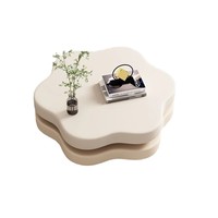 Table basse rotative moderne à fleurs Salon circulaire simple populaire Petite table basse moderne à plancher crème domestique