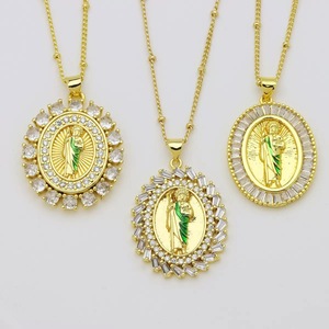 LS-D1142 Collar de Joyería con Colgante de Zirconia de la Virgen María y San Judas, Laminado, de Venta Caliente, para Mujer - Product Image 3