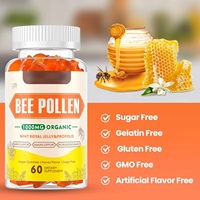 Gomitas de Polen de Abeja Sin Azúcar OEM con Jalea Real, Propóleo y Vitamina C, Apoyo Inmunológico Vegano, 60 Unidades
