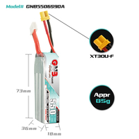 Batterie LiPo RC GNB GAONENG 6S 550MAH 22.2V 90C XT30 pour mini drone FPV, quadricoptère, jouet RC