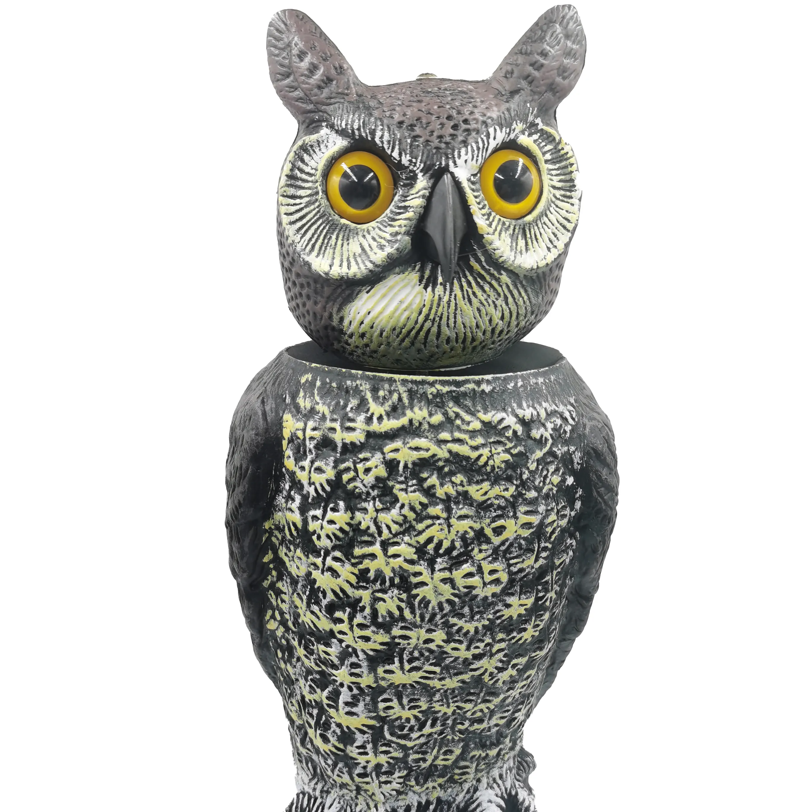 Outdoor Hunting Plastic Simulation Shaking Owl Decoration 360 Degree Rotary Bird Rotating Head Owl Decoy ornament