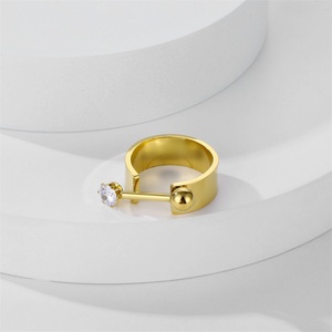 Unique <b>Ring</b> Jewelry Stainless Steel Cuff Open <b>Ring</b> Gold Plated Chunky Diamond <b>Rings</b> for Women - Product Image 5