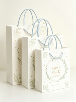 Sac en papier portable à motif végétal rétro, biodégradable, respectueux de l'environnement, en matériaux recyclés, avec poignée en corde de coton épaisse, emballage cadeau