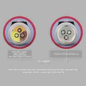 Linterna de Doble Cabezal para Identificación de Jade, Recargable, LED 365/395NM, Lámpara de Seis Fuentes de Luz, Detector de Joyas y Gemas, Luz UV - Product Image 6