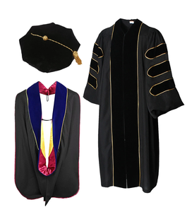 Robe de diplôme de doctorat rouge vif, insigne de doctorat académique par capuche de doctorat universitaire avec velours et passepoil doré - Product Image 3