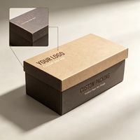 Boîte à chaussures en papier kraft personnalisée, logo de marque privée imprimé, boîte en papier avec couvercle et base pour l'emballage de chaussures, vente en gros