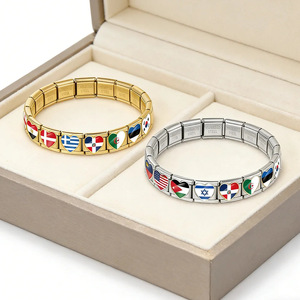 Pulsera Modular con Bandera Nacional en Forma de Corazón, Acero Inoxidable, Charm DIY, Unisex, Uso Diario - Product Image 2