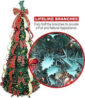 Arbre de Noël Artificiel Pliable et Extensible avec Lumières LED, Design Moderne sur Pied pour Décoration Extérieure (Vente en Gros)