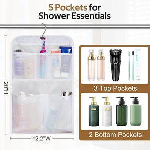 Organizador de ducha de malla con 5 bolsillos, enrollable, plegable, de gran capacidad, de secado rápido, para almacenamiento en el baño, para uso en caravanas/RV - Product Image 2