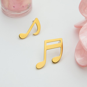 Pendientes de Notas Musicales, Chapados en Oro de 18K, Acero Inoxidable, Diseño Geométrico, Joyería de Moda Unisex - Product Image 2