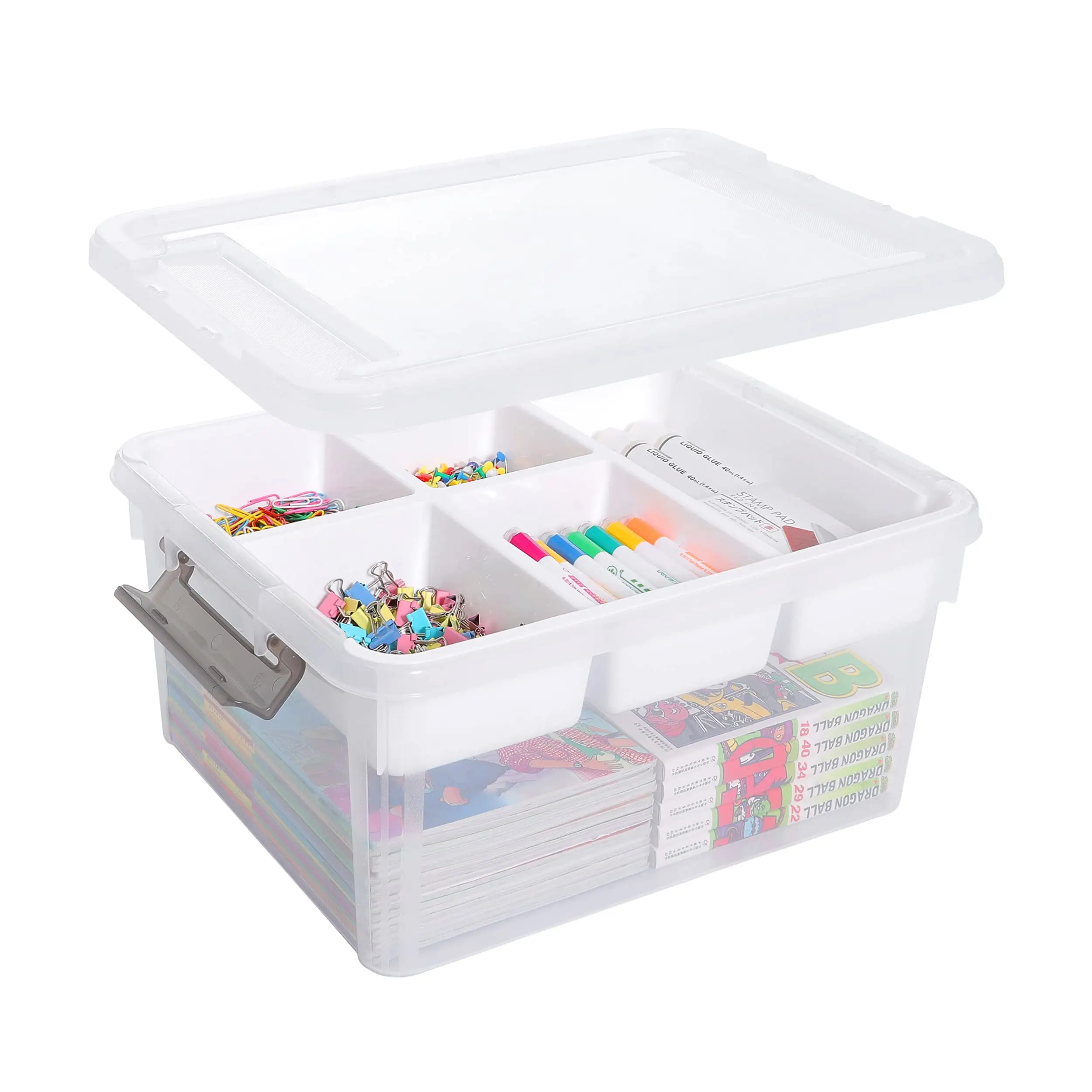 NISEVEN, gran oferta, contenedor de almacenamiento transparente grande, organizadores artesanales de cuentas de Lego y caja de almacenamiento de plástico con bandeja extraíble