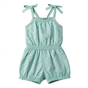 Combinaisons décontractées élégantes pour petites filles, mignonnes, respirantes, séchage rapide, écologiques, longueur cheville, sans manches, 100% tissu jersey - Product Image 1