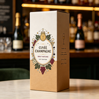 Boîte cadeau en papier biodégradable pour vin, avec lamination mate esthétique personnalisée, champagne brut, cuvée limitée, livraison express en 72h