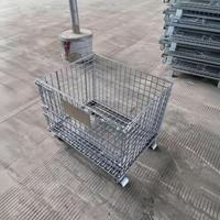Conteneur en treillis métallique galvanisé pliable industriel personnalisé, maille 50x100mm, empilable, avec roues, cage de stockage de marchandises Hongda