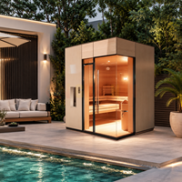 Ruang Sauna Rumah Tradisional Kabin Sauna Kayu Kaca Modern Sauna Berdiri Sendiri di Dalam Ruangan untuk Ruang Kesehatan Pribadi