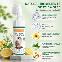 Nettoyant professionnel dégraissant OEM pour queue de chat, antibactérien, sans rinçage, traitement de la séborrhée pour chats, mousse pour la queue des animaux de compagnie