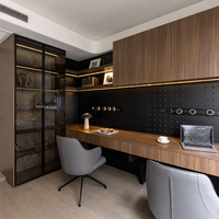 Étagère à livres en bois minimaliste de luxe haut de gamme et bureau long intégré pour bureau à domicile moderne, chambre à coucher, salle d'étude