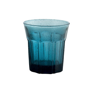 Vaso de Vidrio Azul Rústico con Burbujas, 30 cl, M1934, Altura 10 cm, Diámetro 9.5 cm - Product Image 1