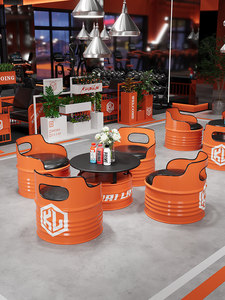 Juego de <span class=keywords><strong>Mesa</strong></span> y Taburetes de <span class=keywords><strong>Barril</strong></span> de Metal con Diseño Retro Industrial para Restaurante, Muebles de <span class=keywords><strong>Barril</strong></span> con Logotipo Personalizado para Cafetería y Bar - Product Image 1