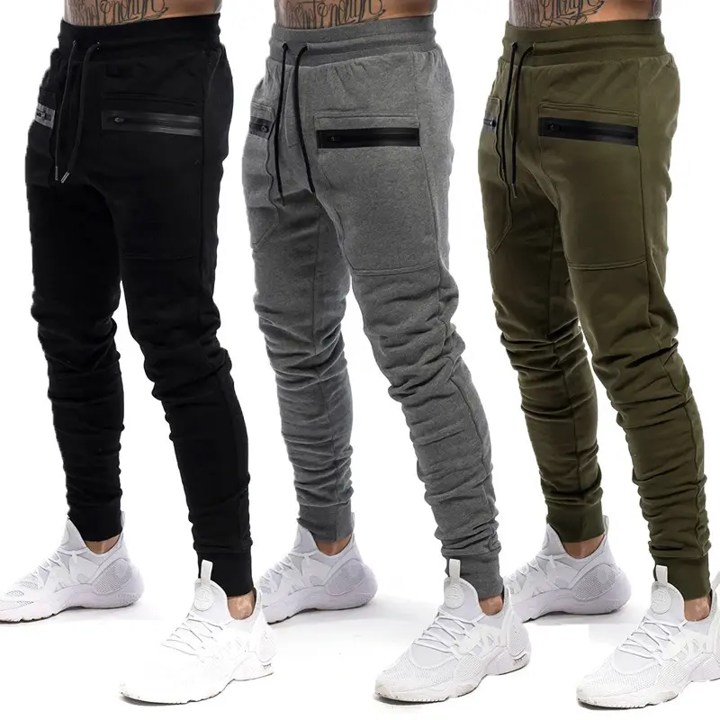 Wholesale Black Sweatpants Jogging Pants Men Gym Jogger With Zippers