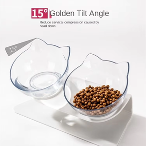 Ciotole Doppie Automatiche Inclinate a 15 Gradi per Gatti e Cani, Protezione della Colonna Cervicale, Materiale ABS PC, Utensili per l'Alimentazione - Product Image 2