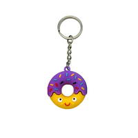 Offsetdruk cadeau schattig 3D cartoon PVC donut sleutelhanger zoete rubberen karabijnhaak sleutelring voor kinderen cadeau