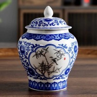 Stoples Teh Porselen Biru Putih Gaya Cina MSH Dengan Tutup