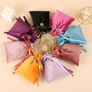 Personalized Travel Cosmetic Pouch Handbag Velvet Jewelry Craft Packing Bag Mixed <b>Ribbon</b> Drawstring Velvet Gift Bag With Handle - Product Image 5