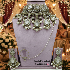 Elegant High Quality Brass Bridal Engagement Wedding Anniversary Gift Party Ethnic Fashion <b>Set</b> Rhodium Plated Zircon Shadow - Product Image 3