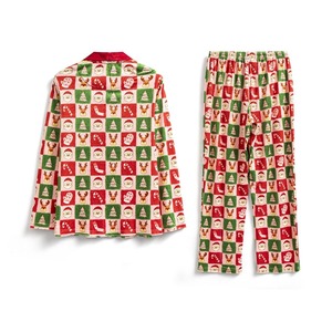 Pijamas Navideños Personalizados con Estampado de Santa Claus en Rojo, de Felpa, para Hombres, Niños y Niñas, Conjunto de 2 Piezas de Spandex/Poliéster, Ropa de Dormir - Product Image 2