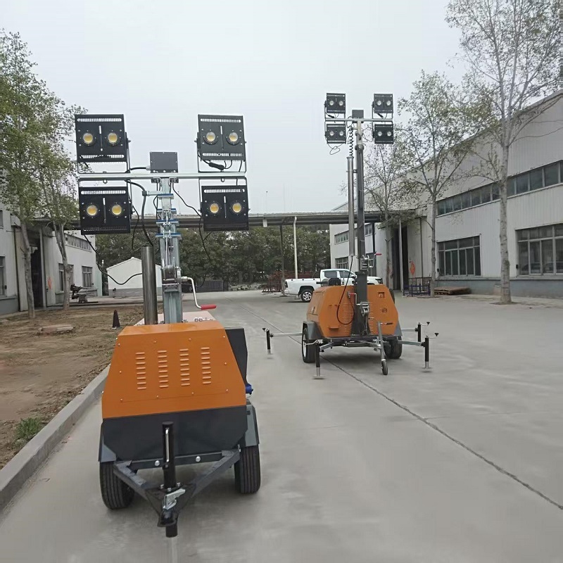 Outdoor Work Lighting Tower 7m 9m High with LED Lamps Diesel Generator Mobile Light Tower Good Quality Low Price