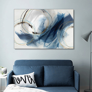 Toile d'art mural, peintures abstraites, <span class=keywords><strong>graffiti</strong></span> coloré bleu fantaisie <span class=keywords><strong>sur</strong></span> fond blanc, décoration d'art moderne pour salon - Product Image 5