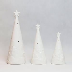 Decorazioni natalizie più vendute ornamenti in ceramica bianca albero di natale topper stella in ceramica con led - Product Image 3