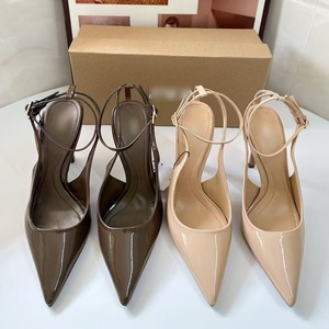 Sandali da Donna Silenziosi con Tacco Medio e Fibbia, Punta Affusolata, <span class=keywords><strong>Scarpe</strong></span> da Festa da Donna, Tacchi a Spillo in Pelle PU - Product Image 1