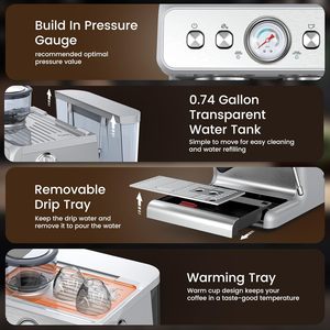 Máquina de Espresso Profesional de 20 Bares para el Hogar con Molinillo de Granos de Café, Máquina de Café Espresso y Capuchino Personalizada de Fábrica - Product Image 2