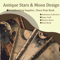 JAI IMAN 80 pages A5 Carnet de notes vintage céleste avec deux signets, design antique étoiles et lune